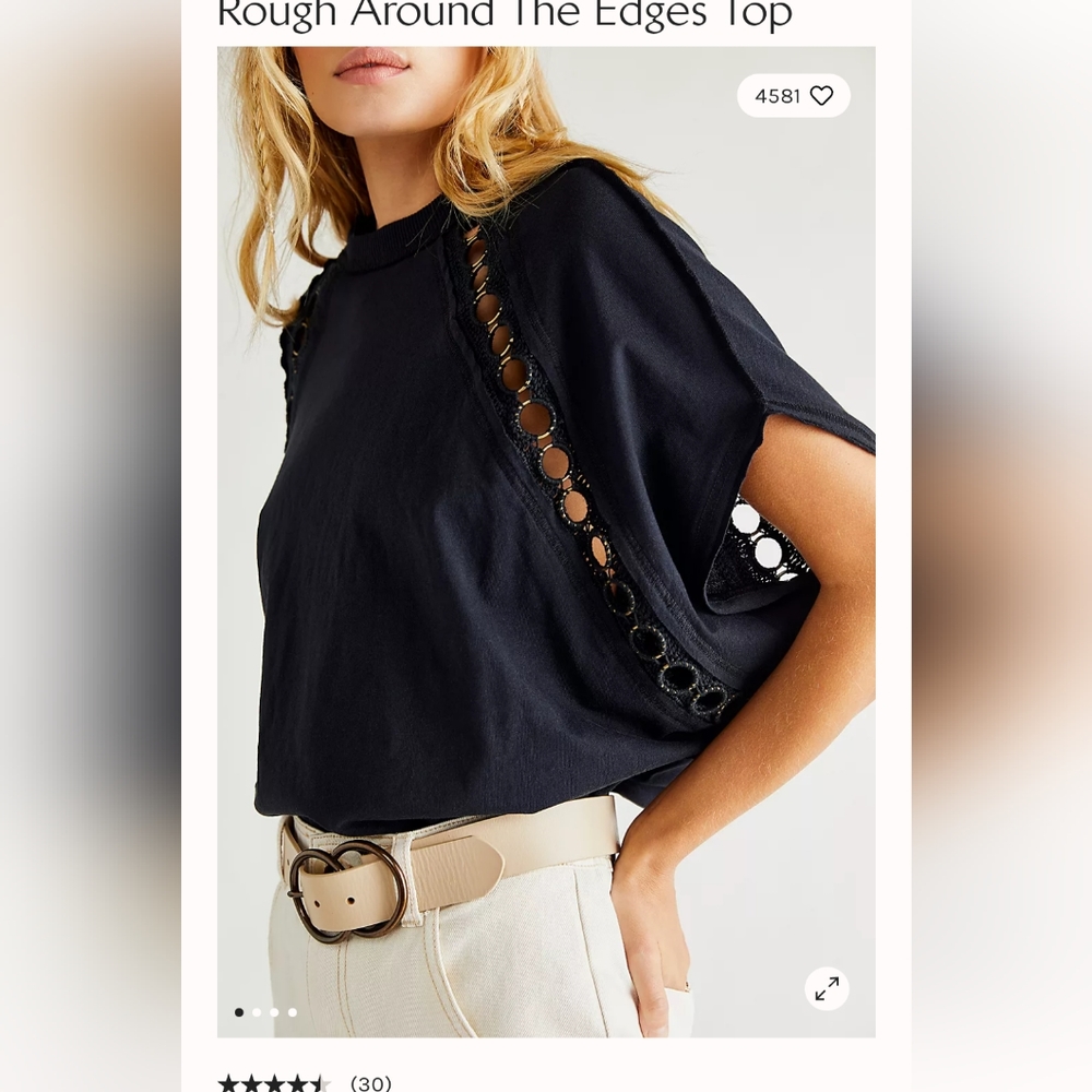 Free People Rough Around the Edges sweatshirt - size small, black NWT